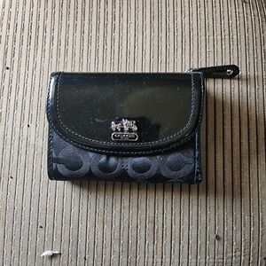 Coach Black and Silver Compact Wallet
